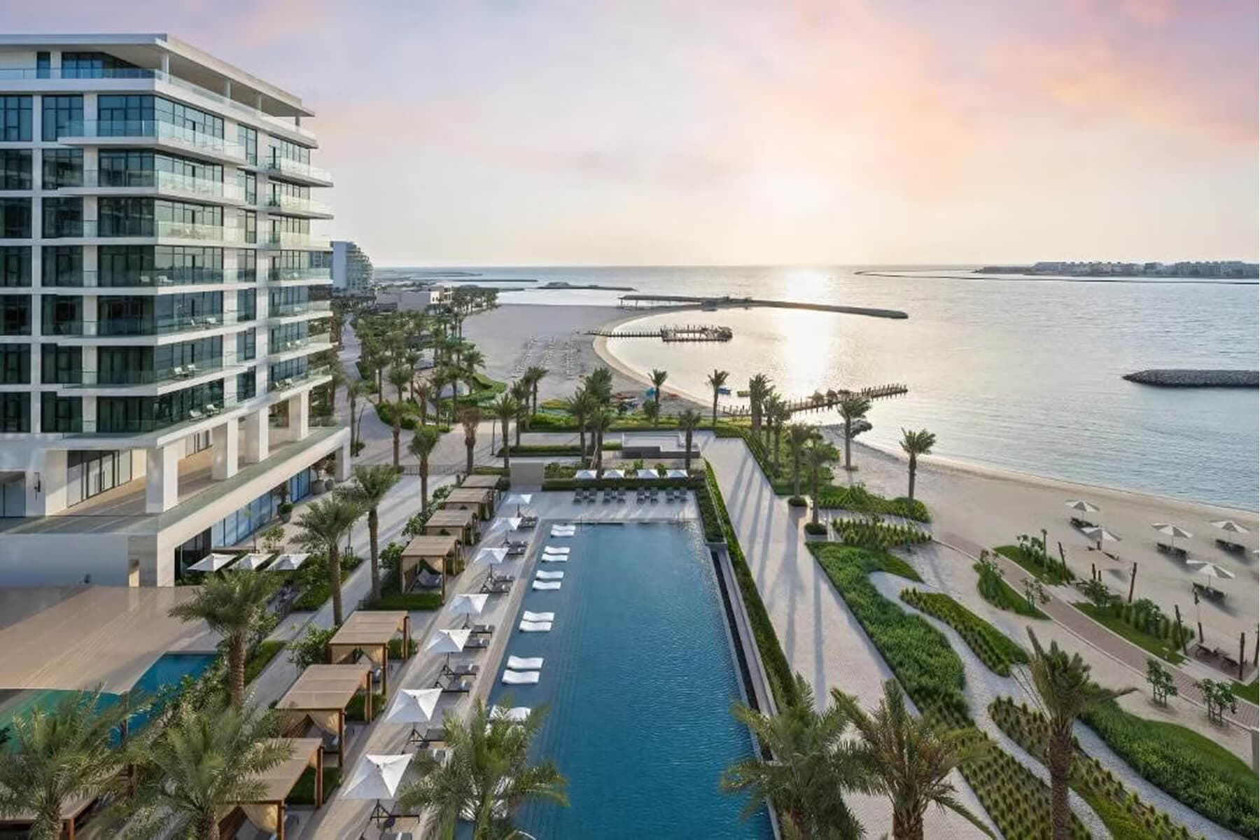Modern waterfront hospitality project with outdoor furniture