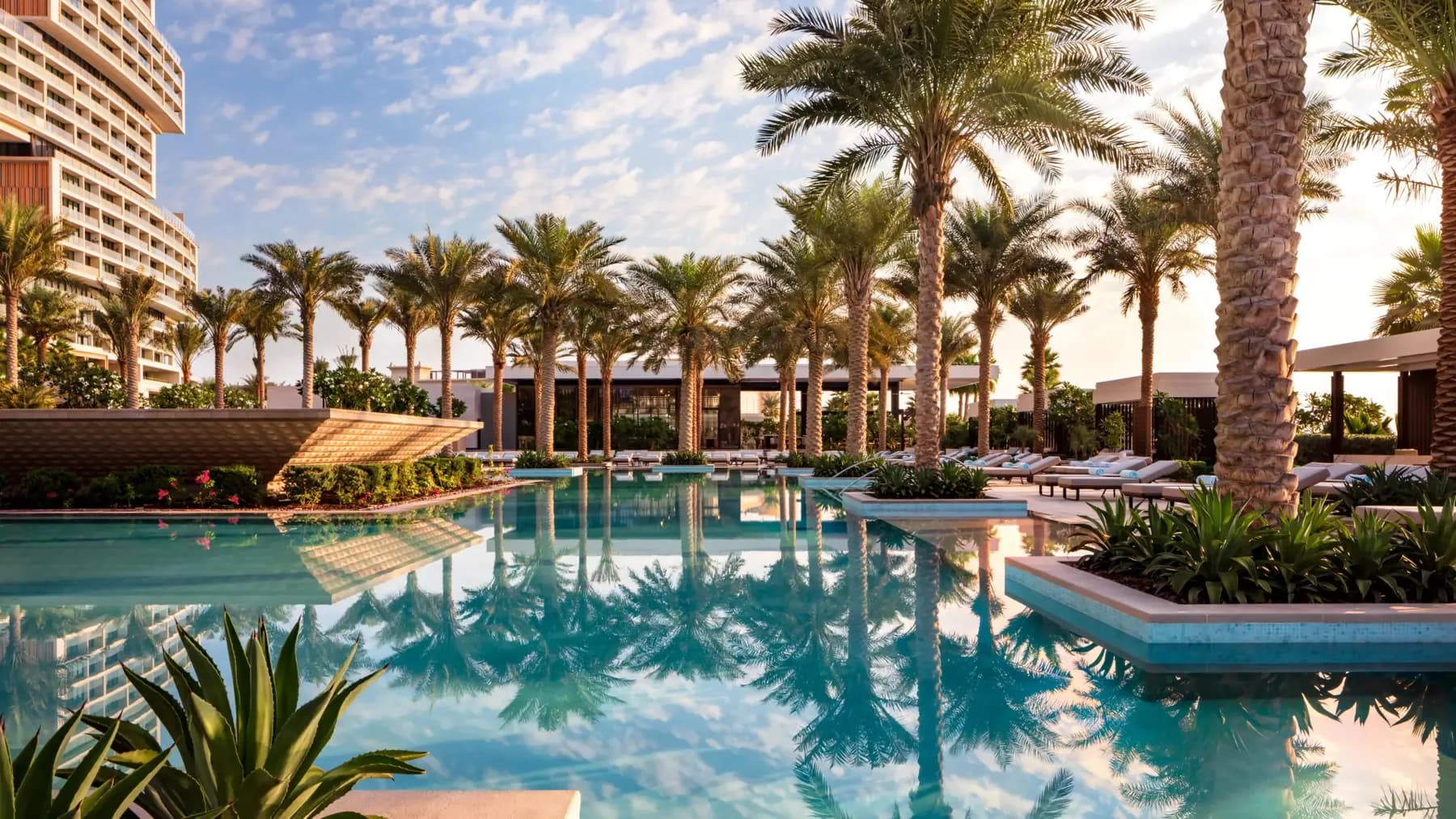 Palm-lined pool at Atlantis The Royal