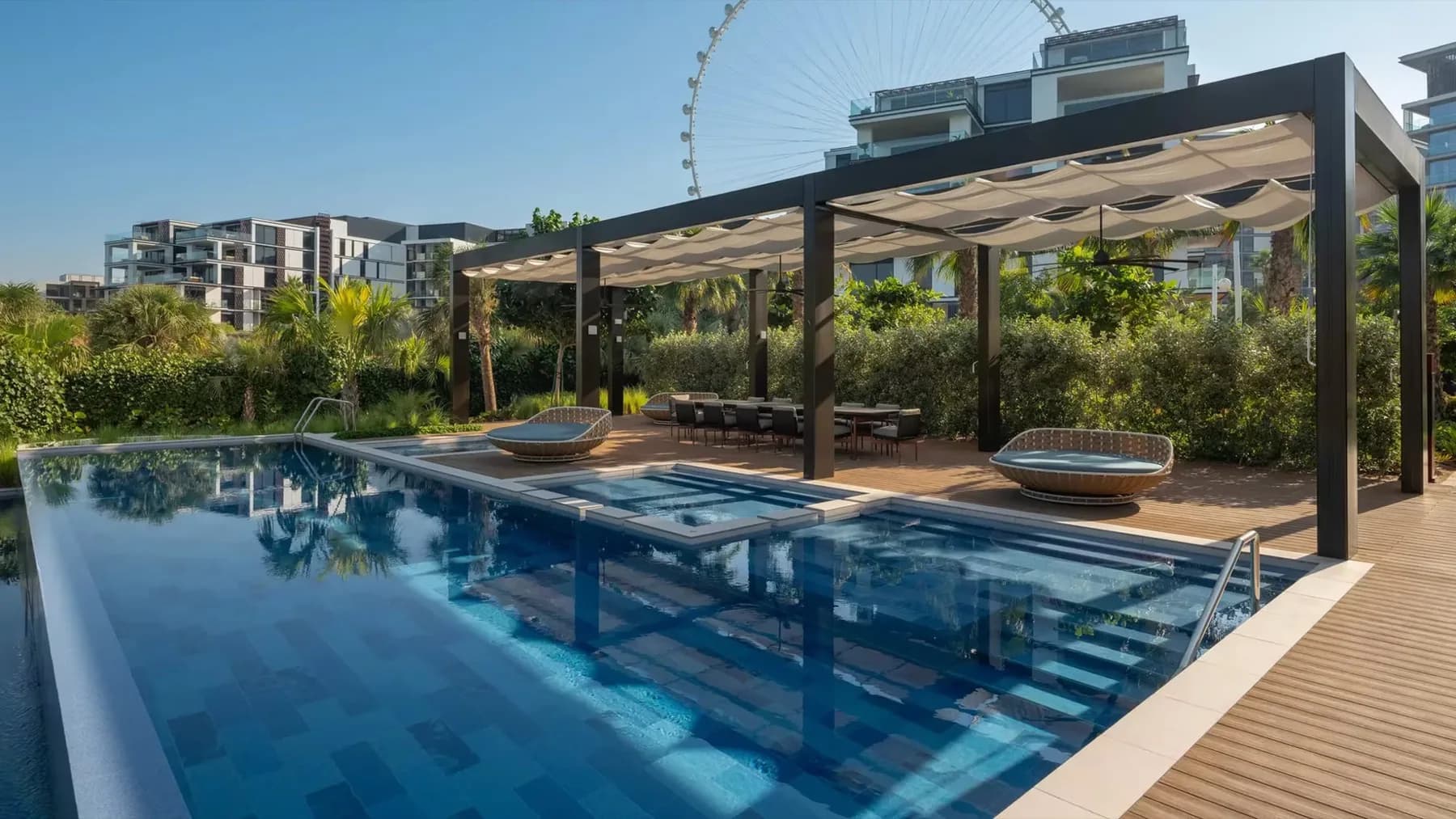 Poolside loungers at Banyan Tree Dubai