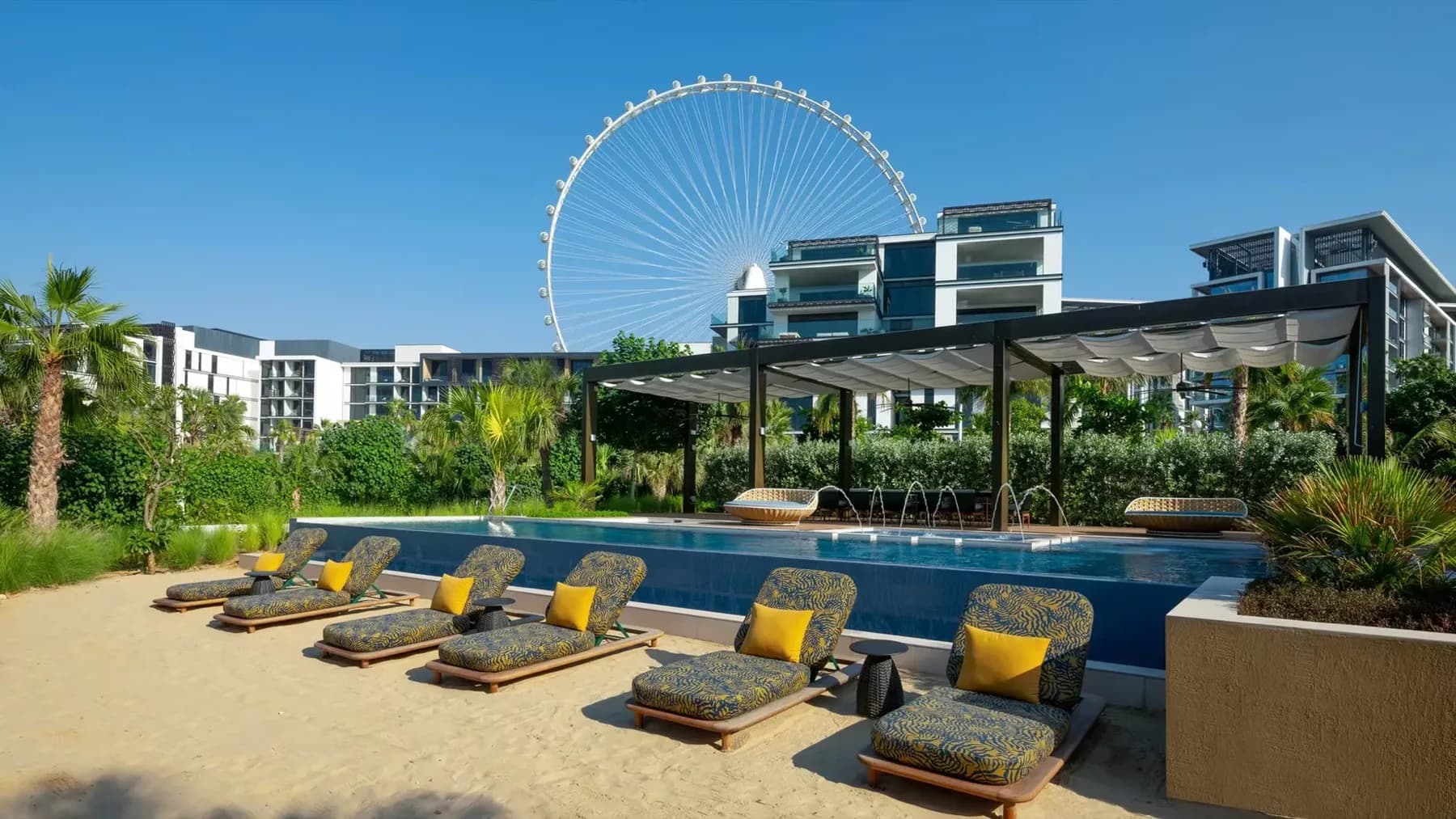 Resort cabanas and outdoor furniture at Banyan Tree Dubai